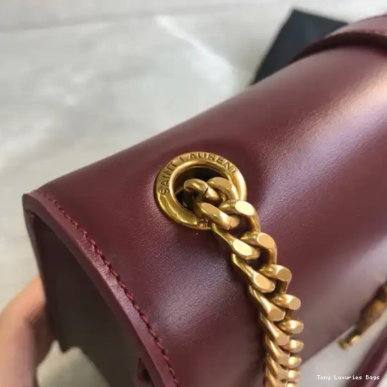 Tony Luxuries MEDIUM YSL BURGUNDY LEATHER BAG CHAIN IN SULPICE 0627